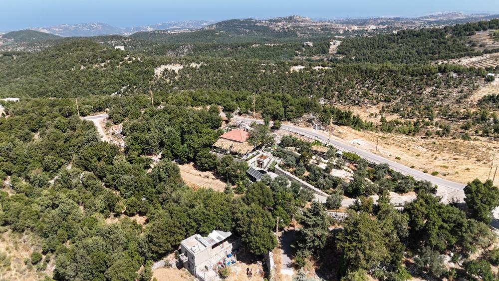 The Byblos highlands seen from the air, with the coast and the sea on the horizon